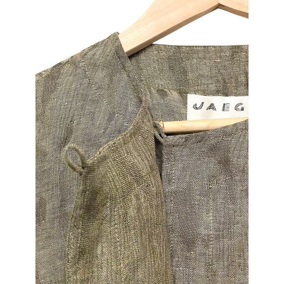 Jaegar Linen Blend Jacket Women Size US 8/UK 12 Tan Brown Patterned Retro Vtg - Picture 4 of 7